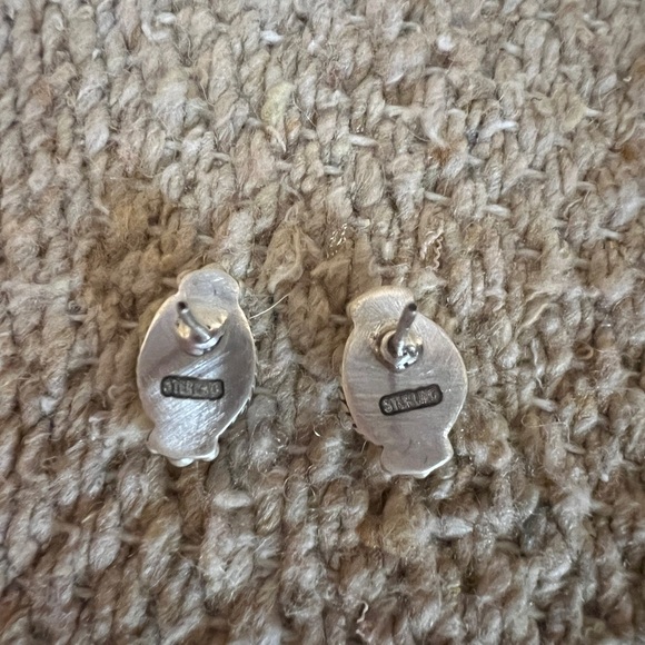 ❤️ Paloma Turquoise Navajo Southwestern Brushed 925 Stud Earrings Closed Back 4G - Picture 9 of 15